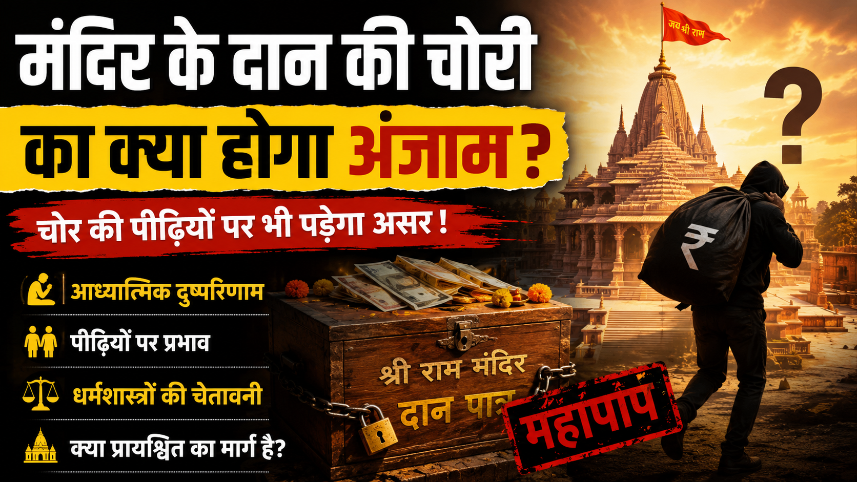 मंदिर के दान की चोरी: क्या पाप का प्रभाव पीढ़ियों तक जाता है? सनातन परंपरा, कर्म सिद्धांत और आध्यात्मिक दृष्टि से समझिए