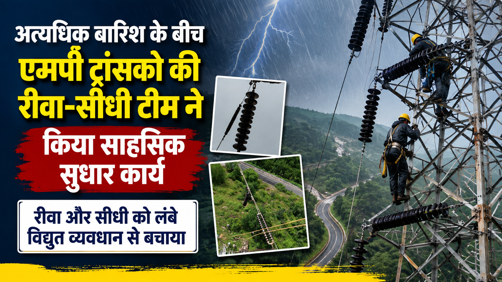 अत्यधिक बारिश में एमपी ट्रांसको की साहसिक पहल, रीवा-सीधी को बड़े बिजली संकट से बचाया